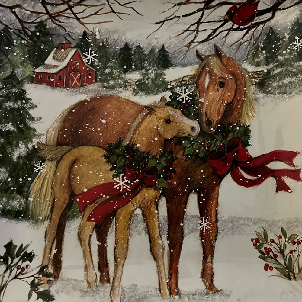 Certified International-Christmas on the Farm Collection. 4 Piece Dinner Plate.